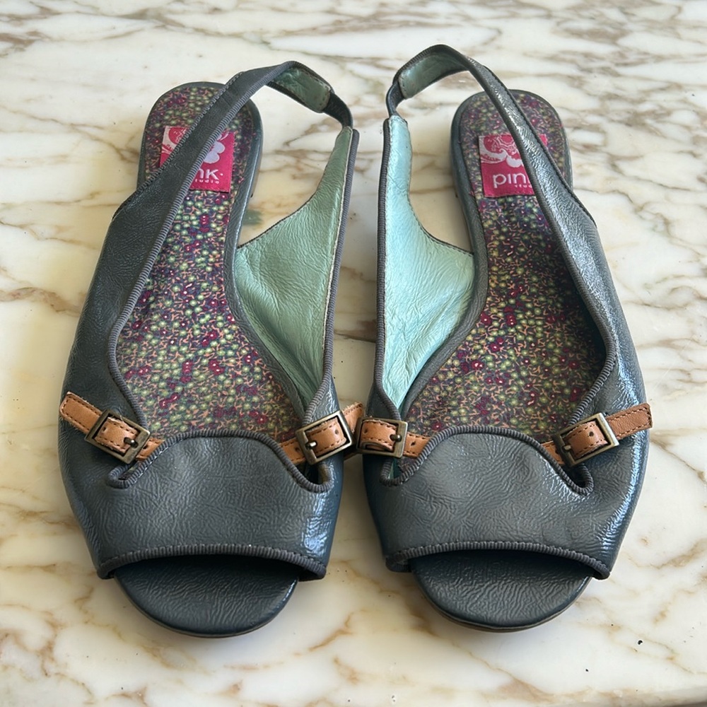 Anthropologie Pink Studio Peep-Toe Flats Size 8.5
